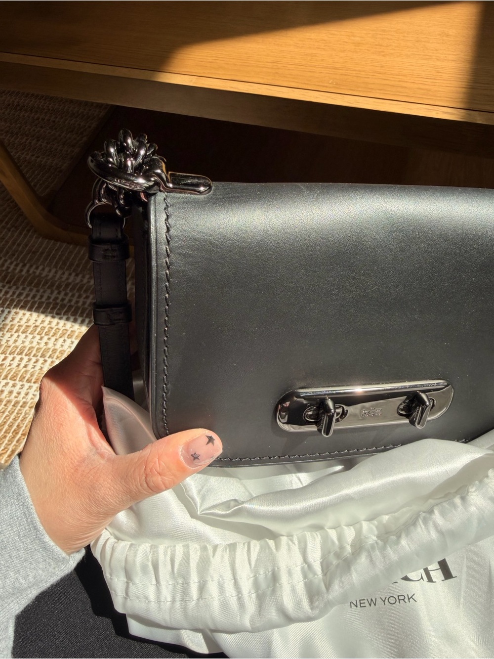 Coach Retail 2018 Black Leather Chain Strap Crossbody/ shoulder bag - Picture 5 of 5